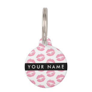 Pink Lips, Kiss, Lipstick, Your Name, Personalise Pet Tag