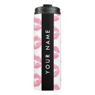 Pink Lips, Kiss, Lipstick, Your Name, Personalise Thermal Tumbler