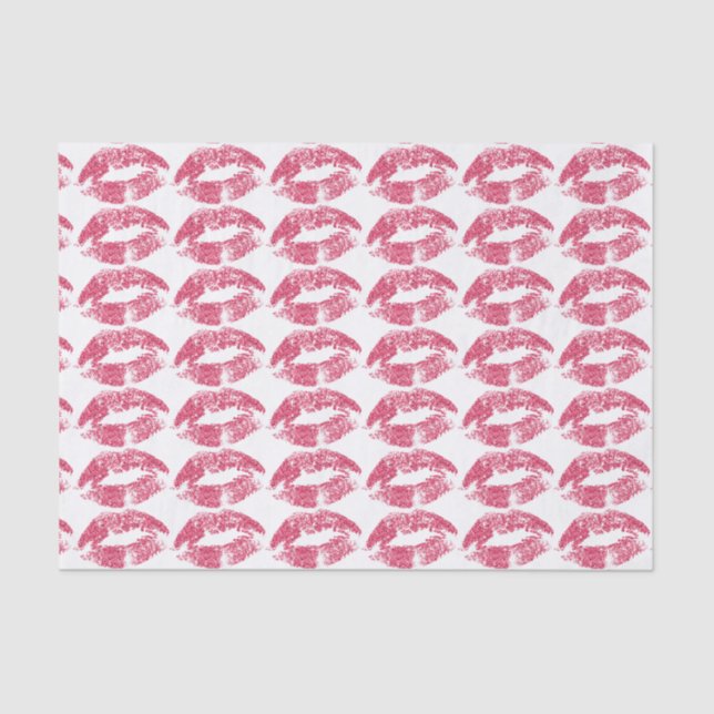 Pink Lips Kiss Pattern Tissue Paper (Front)