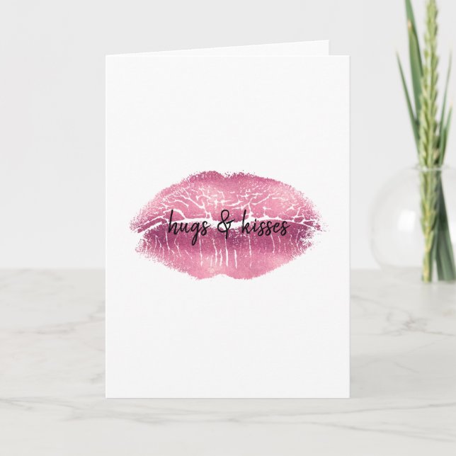 Pink Lips kiss personalized Card (Front)