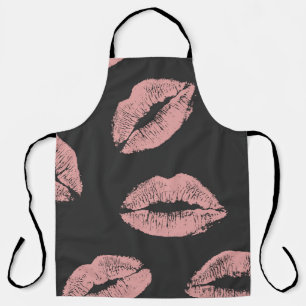 Pink lips kisses, Valentine's day pattern. Apron