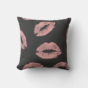 Pink lips kisses, Valentine's day pattern. Cushion