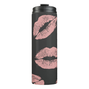Pink lips kisses, Valentine's day pattern. Thermal Tumbler