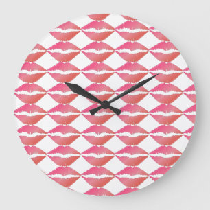 Pink Lips Large Clock