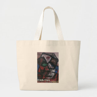 pink lips large tote bag