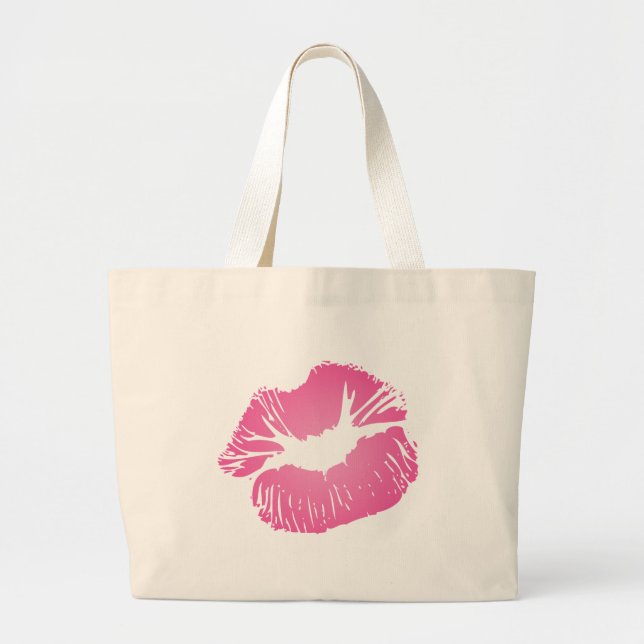 Pink LIps Large Tote Bag (Front)