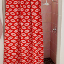 Pink Lips Lipstick Kiss Pattern Red Shower Curtain