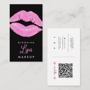 Pink Lips Lipstick Lip Stain Makeup Social Media  Business Card