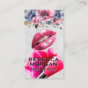 Pink Lips   Make Up Brush and Powder Business Card