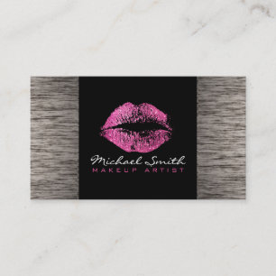 Pink Lips Makeup Artis Modern Wood #7 Business Card