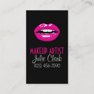 Pink Lips Makeup Artist Business Card