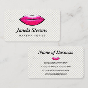 Pink Lips Makeup Artist Design Business Card