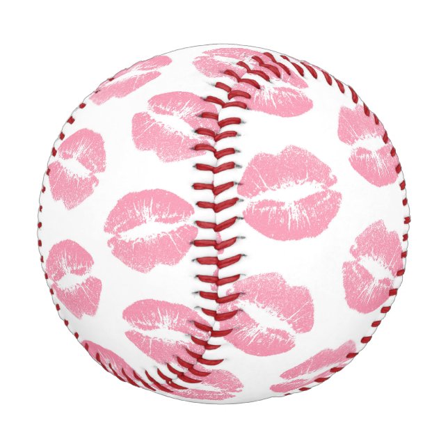 Pink Lips, Pattern Of Lips, Pink Lipstick, Kiss Baseball (Angled)