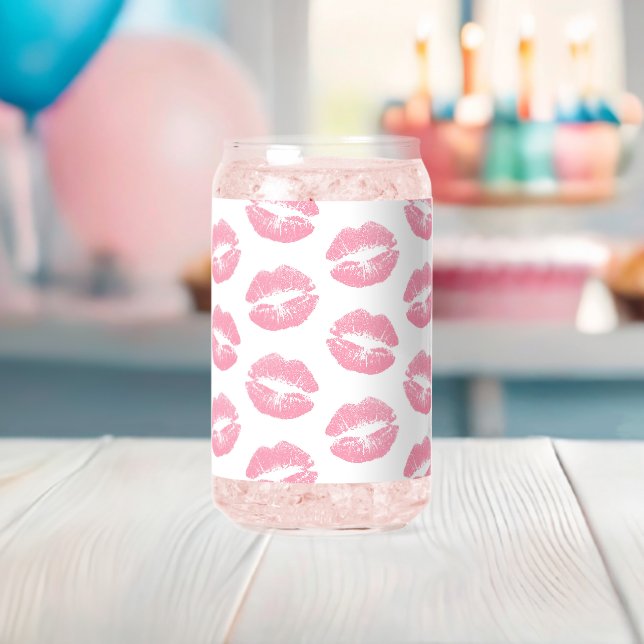 Pink Lips, Pattern Of Lips, Pink Lipstick, Kiss Can Glass (Insitu (Baby Shower))