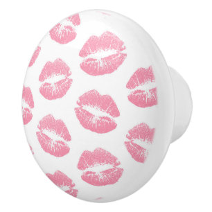 Pink Lips, Pattern Of Lips, Pink Lipstick, Kiss Ceramic Knob