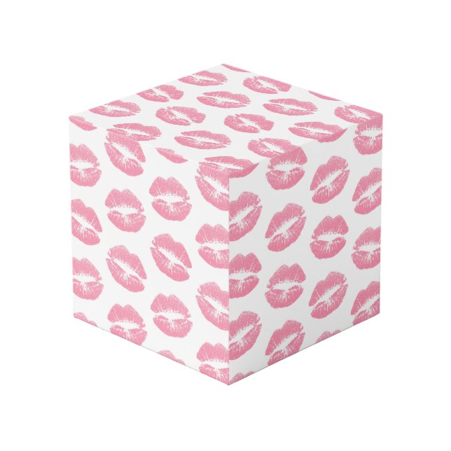 Pink Lips, Pattern Of Lips, Pink Lipstick, Kiss Cube (Front Angled)