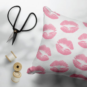Pink Lips, Pattern Of Lips, Pink Lipstick, Kiss Decorative Cushion