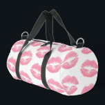 Pink Lips, Pattern Of Lips, Pink Lipstick, Kiss Duffle Bag<br><div class="desc">Elegant,  stylish and sophisticated pattern with pink lips on white background. Modern and trendy gift,  perfect for the makeup lover in your life.</div>