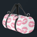 Pink Lips, Pattern Of Lips, Pink Lipstick, Kiss Duffle Bag<br><div class="desc">Elegant,  stylish and sophisticated pattern with pink lips on white background. Modern and trendy gift,  perfect for the makeup lover in your life.</div>