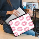 Pink Lips, Pattern Of Lips, Pink Lipstick, Kiss Laptop Sleeve<br><div class="desc">Elegant,  stylish and sophisticated pattern with pink lips on white background. Modern and trendy gift,  perfect for the makeup lover in your life.</div>