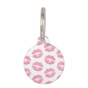 Pink Lips, Pattern Of Lips, Pink Lipstick, Kiss Pet Tag