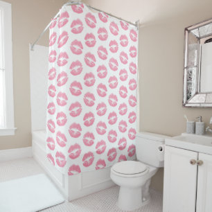 Pink Lips, Pattern Of Lips, Pink Lipstick, Kiss Shower Curtain