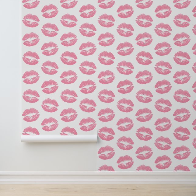 Pink Lips, Pattern Of Lips, Pink Lipstick, Kiss Wallpaper (Application)