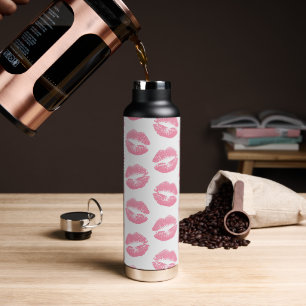 Pink Lips, Pattern Of Lips, Pink Lipstick, Kiss Water Bottle