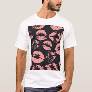 Pink Lips: Quirky Vintage Seamless T-Shirt