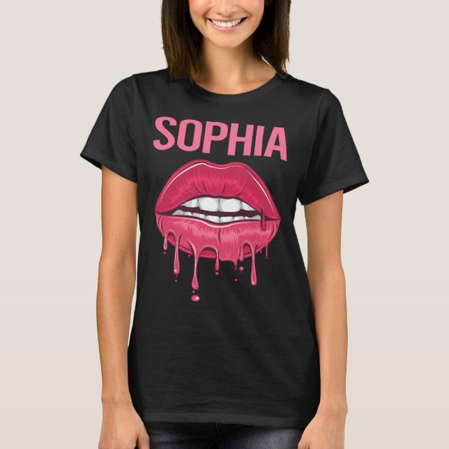 Pink Lips - Sophia Name T-Shirt (Front)