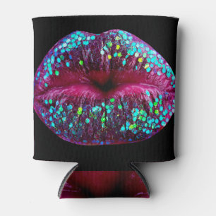 Pink Lips with Lipstick: Shiny Glamour. Can Cooler