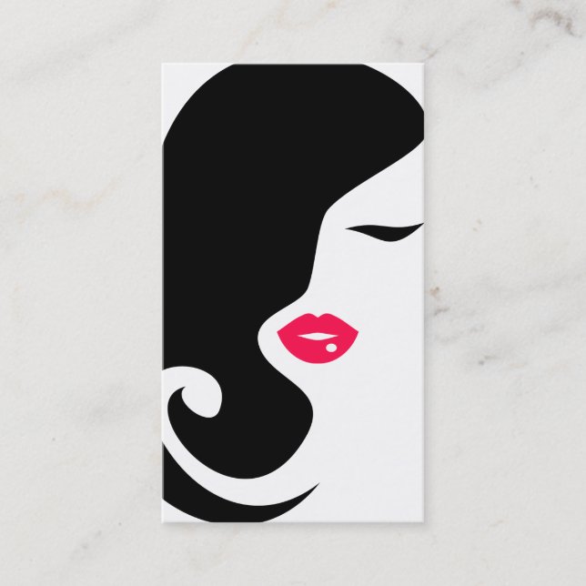 Pink lips woman Makeup artist business card design (Front)
