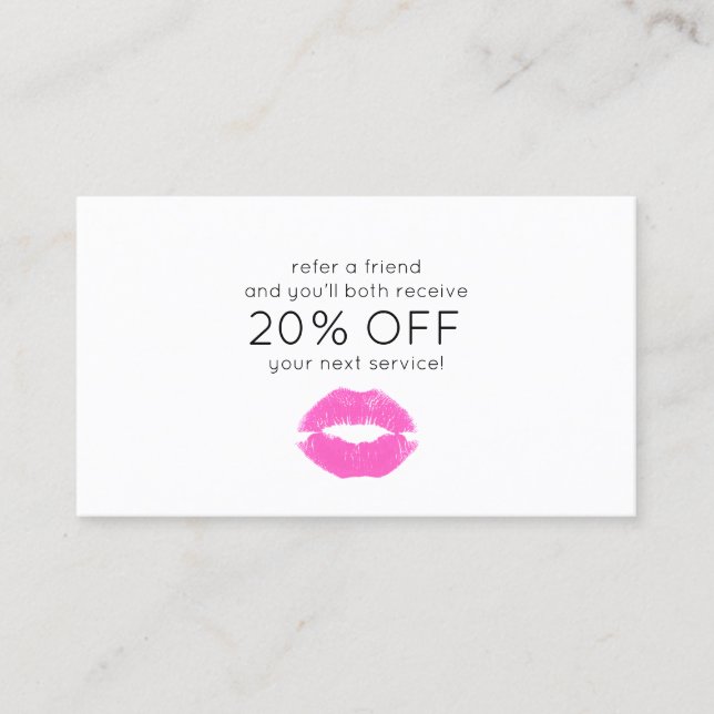 Pink Lipstick Kiss Beauty Customer Referral (Front)