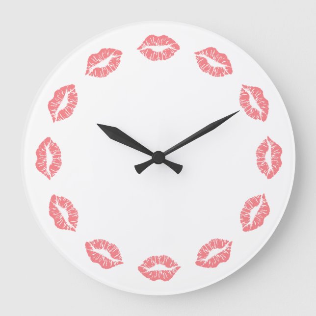 Pink Lipstick Kiss Clock (Front)