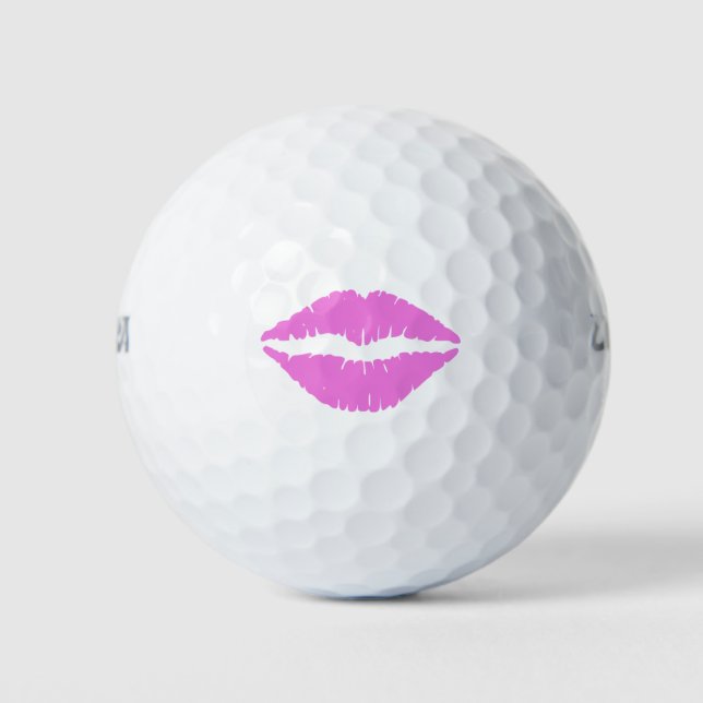 Pink Lipstick Kiss Golf Ball (Front)