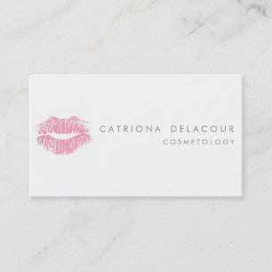 Pink Lipstick Kiss Mark Cosmetology Business Card