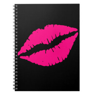 Pink lipstick kiss pop art notebook