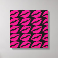 Pink lipstick kiss pop art pink and black