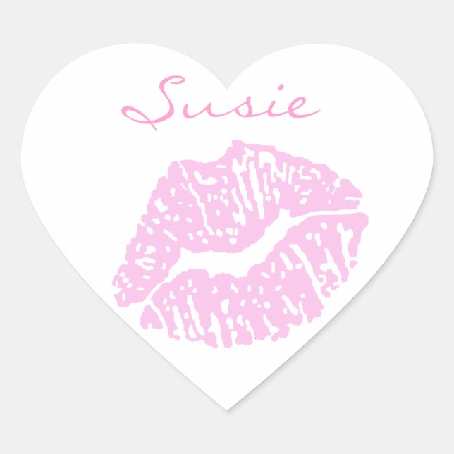Pink Lipstick Kiss Stickers (Front)