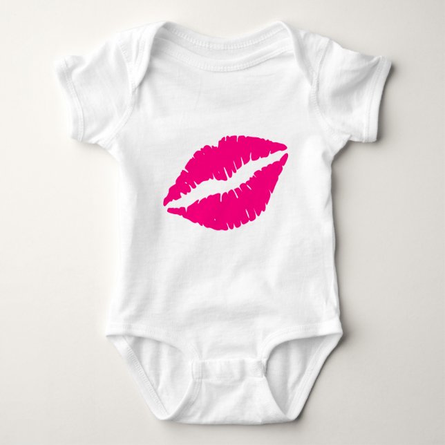 Pink lipstick pop art baby bodysuit (Front)