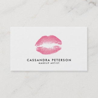 Pink Lipstick Print Makeup Artist Minimalist Business Card