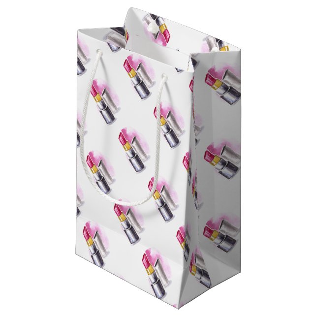 Pink Lipstick Small Gift Bag (Front Angled)
