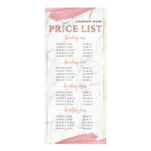 Pink Lipstick Smear Marble Service Price List Rack Card