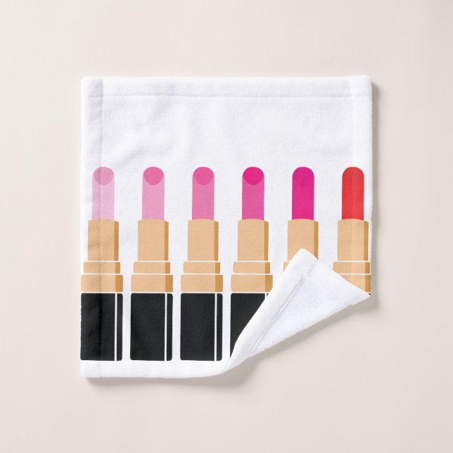 Pink Lipstick Washcloth Wash Cloth (Wash Cloth)