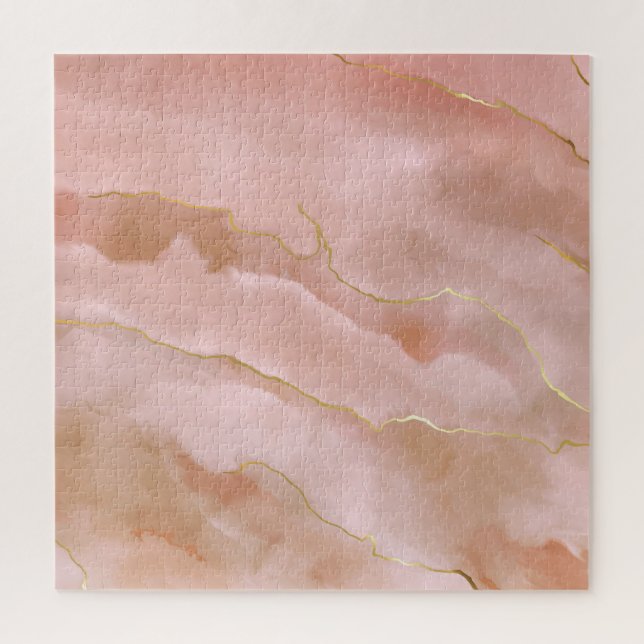 Pink Liquid Marble Gold Texture Jigsaw Puzzle (Vertical)