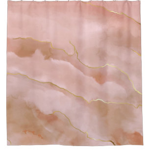 Pink liquid marble texture shower curtain