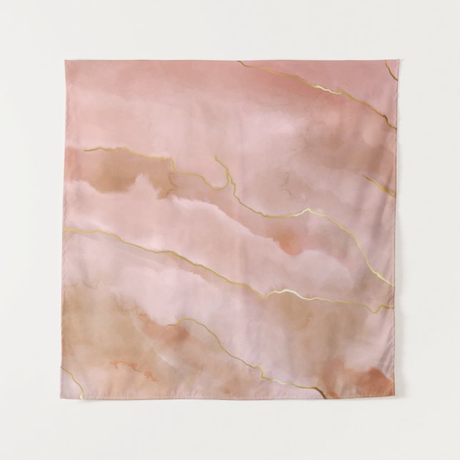 Pink liquid marble texture tapestry (Front)