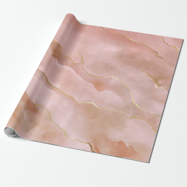 Pink liquid marble texture wrapping paper (Unrolled)