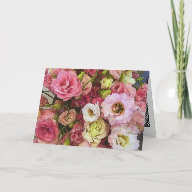 Pink Lisianthus Flowers Card (Front)