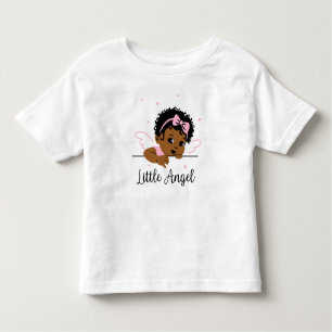 Pink Little Angel Wings African American Baby Girl Toddler T-Shirt